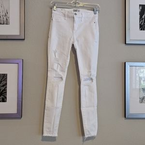 Abercrombie &Fitch white distressed jeans